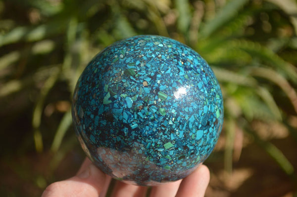 Polished  Conglomerate Chrysocolla Sphere With Azurite & Malachite  x 1 From Congo