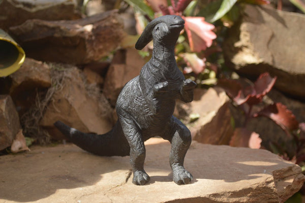 Polished Black Soapstone Dinosaur Carving x 1 From Zimbabwe