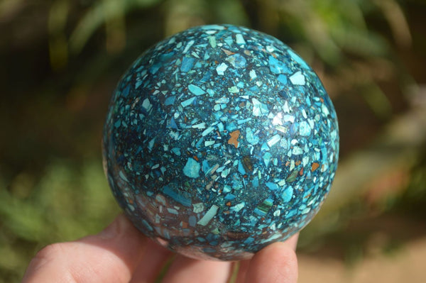 Polished Conglomerate Chrysocolla Spheres With Azurite & Malachite  x 2 From Congo
