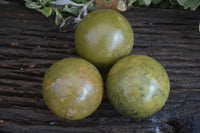 Polished Green Opal Spheres  x 3 From Madagascar - Toprock Gemstones and Minerals 