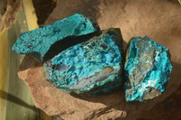 Natural Silica Chrysocolla On Dolomite Matrix Specimens x 3 From Congo