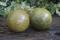 Polished Green Opal Spheres  x 3 From Madagascar - Toprock Gemstones and Minerals 