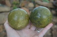 Polished Green Opal Spheres  x 3 From Madagascar - Toprock Gemstones and Minerals 