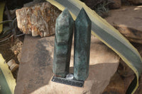 Polished Green Fuchsite Quartz Points  x 2 From Madagascar - Toprock Gemstones and Minerals 