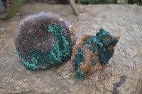 Natural Rare Ball Malachite On Quartz & Dolomite Specimens x 2 From Kambove, Congo