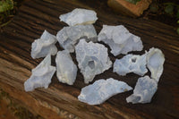 Natural Etched Blue Chalcedony Specimens  x 12 From Nsanje, Malawi