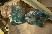 Polished One Side Polished Emerald Mtorolite Plates  x 2 From Zimbabwe