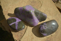 Polished Stichtite & Serpentine Free Forms With Silky Purple Threads  x 3 From Barberton, South Africa - Toprock Gemstones and Minerals 