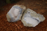 Natural Blue Lace Agate Geode Specimens  x 12 From Nsanje, Malawi