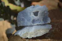 Natural Etched Blue Chalcedony Specimens  x 12 From Nsanje, Malawi