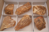 Natural Honey Aragonite Etched & Cobbed Pieces  x 6 From Namibia