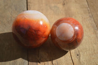 Polished Carnelian Agate Spheres  x 2 From Madagascar