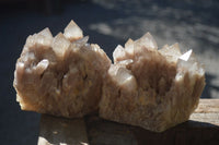 Natural Cascading Smokey Quartz Clusters x 2 From Luena, Congo