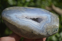 Polished Blue Lace Agate Standing Free Forms  x 2 From Nsanje, Malawi - Toprock Gemstones and Minerals 