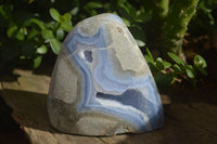 Polished Blue Lace Agate Standing Free Forms  x 2 From Nsanje, Malawi - Toprock Gemstones and Minerals 