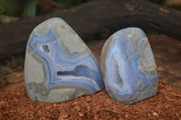 Polished Blue Lace Agate Standing Free Forms  x 2 From Nsanje, Malawi - Toprock Gemstones and Minerals 