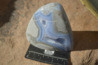 Polished Blue Lace Agate Standing Free Forms  x 2 From Nsanje, Malawi - Toprock Gemstones and Minerals 