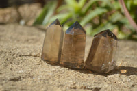 Polished Wispy Phantom Smokey Quartz Points x 12 From Madagascar