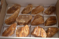 Natural Honey Aragonite Etched & Cobbed Pieces  x 12 From Namibia