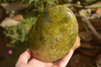 Polished  Green Opal Standing Free Forms  x 2 From Madagascar