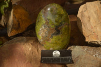 Polished  Green Opal Standing Free Forms  x 2 From Madagascar