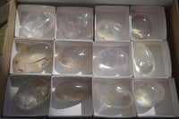 Polished Clear Rock Crystal & Girasol Quartz Palm Stones  x 12 From Madagascar - Toprock Gemstones and Minerals 