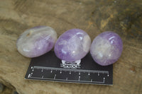 Polished Chevron Amethyst Galet-Palm Stones x 12 From Madagascar