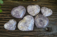 Polished Purple Lepidolite Hearts  x 6 From Ambatondrazaka, Madagascar - Toprock Gemstones and Minerals 