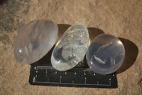 Polished Clear Rock Crystal & Girasol Quartz Palm Stones  x 12 From Madagascar - Toprock Gemstones and Minerals 