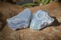 Natural Etched Blue Chalcedony Specimens  x 12 From Nsanje, Malawi