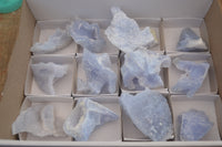 Natural Etched Blue Chalcedony Specimens  x 12 From Nsanje, Malawi