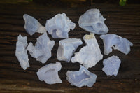 Natural Etched Blue Chalcedony Specimens  x 12 From Nsanje, Malawi