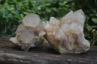 Natural Cascading White Phantom Smokey Quartz Clusters  x 2 From Luena, Congo - Toprock Gemstones and Minerals 