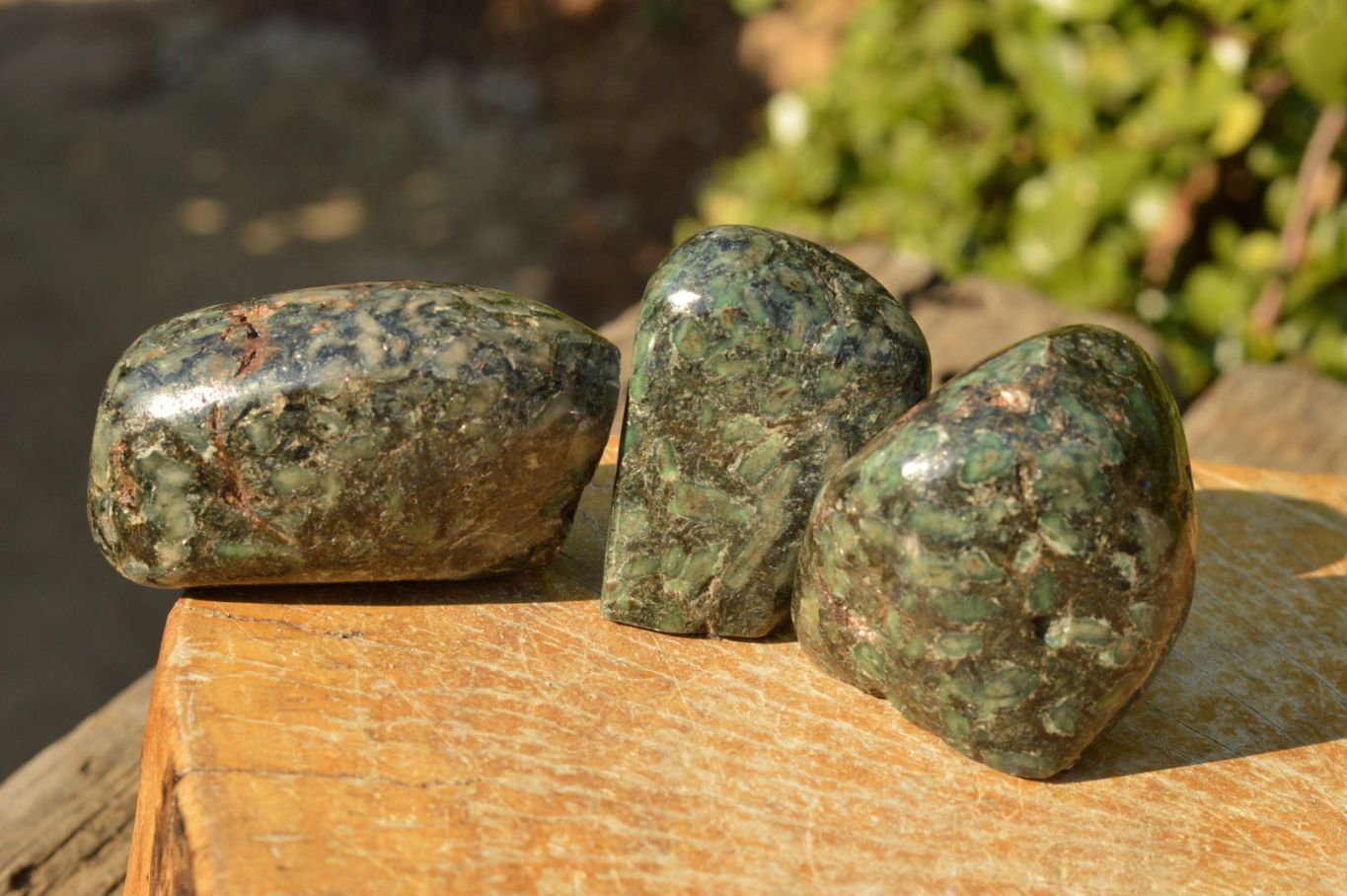 Polished Green Emerald In Mica & Quartz Matrix Free Forms x 6