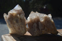 Natural Cascading White Phantom Smokey Quartz Clusters  x 2 From Luena, Congo - Toprock Gemstones and Minerals 