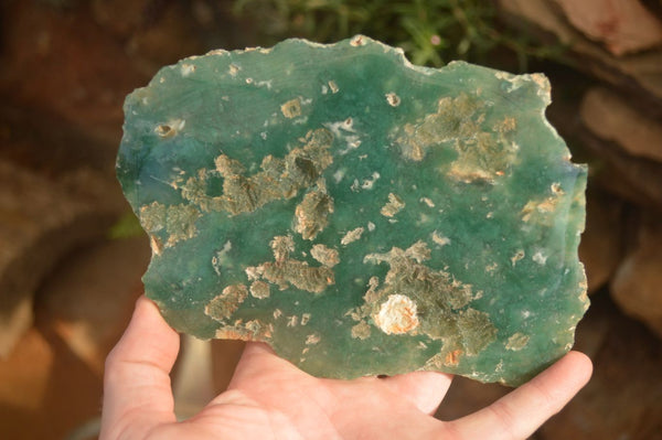 Polished On One Side Emerald Mtorolite Plates x 2 From Mutorashanga, Zimbabwe