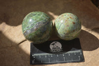 Polished Green Chrysoprase Spheres  x 6 From Madagascar