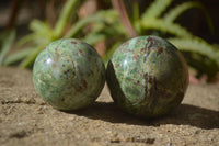 Polished Green Chrysoprase Spheres  x 6 From Madagascar