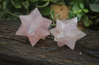 Polished Gemmy Pink Rose Quartz Merkabah Stars x 2 From Ambatondrazaka, Madagascar