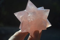 Polished Gemmy Pink Rose Quartz Merkabah Stars x 2 From Ambatondrazaka, Madagascar