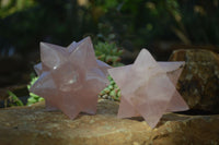 Polished Gemmy Pink Rose Quartz Merkabah Stars x 2 From Ambatondrazaka, Madagascar