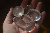 Polished Small Semi Optic Clear Quartz Galet / Palm Stones x 35 From Madagascar