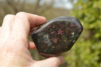 Polished Fluorescent Ruby Corundum In Chrome Verdite Free Forms x 4 From Zimbabwe - TopRock