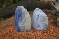 Polished Blue Lace Agate Standing Free Forms  x 2 From Nsanje, Malawi - Toprock Gemstones and Minerals 