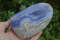 Polished Blue Lace Agate Standing Free Forms  x 2 From Nsanje, Malawi - Toprock Gemstones and Minerals 