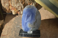 Polished Blue Lace Agate Standing Free Forms  x 2 From Nsanje, Malawi - Toprock Gemstones and Minerals 