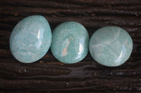 Polished Blue Amazonite Palm Stones  x 12 From Ambositra, Madagascar - Toprock Gemstones and Minerals 