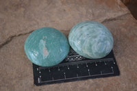 Polished Blue Amazonite Palm Stones  x 12 From Ambositra, Madagascar - Toprock Gemstones and Minerals 