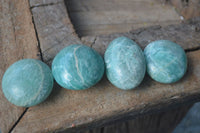 Polished Blue Amazonite Palm Stones  x 12 From Ambositra, Madagascar - Toprock Gemstones and Minerals 