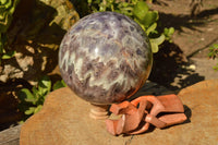 Polished XXL Flower Dream Amethyst Sphere With Custom Palisandre Rosewood Stand  x 2 From Madagascar - TopRock